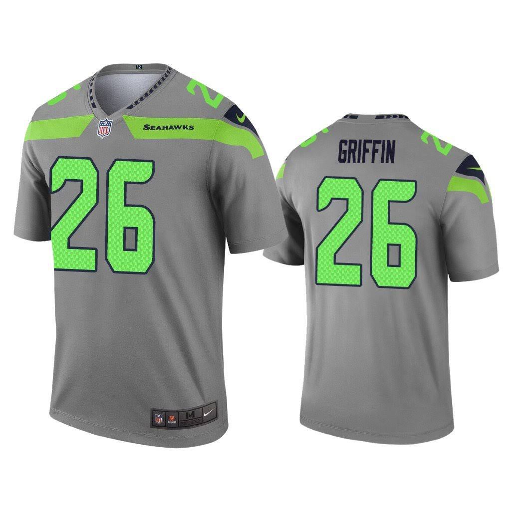 Men Seattle Seahawks #26 Shaquill Griffin Nike Gray Inverted Legend NFL Jersey